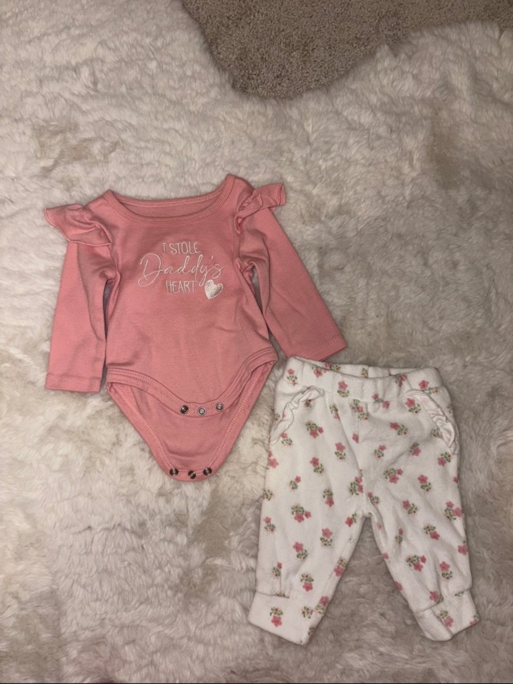 Baby Essentials Pink Baby Bodysuit with Heart Detail